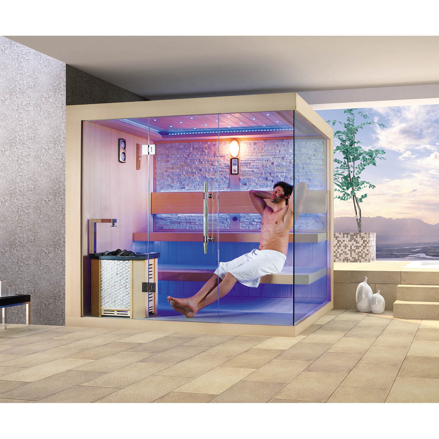 wooden domestic steam sauna room WS-1245