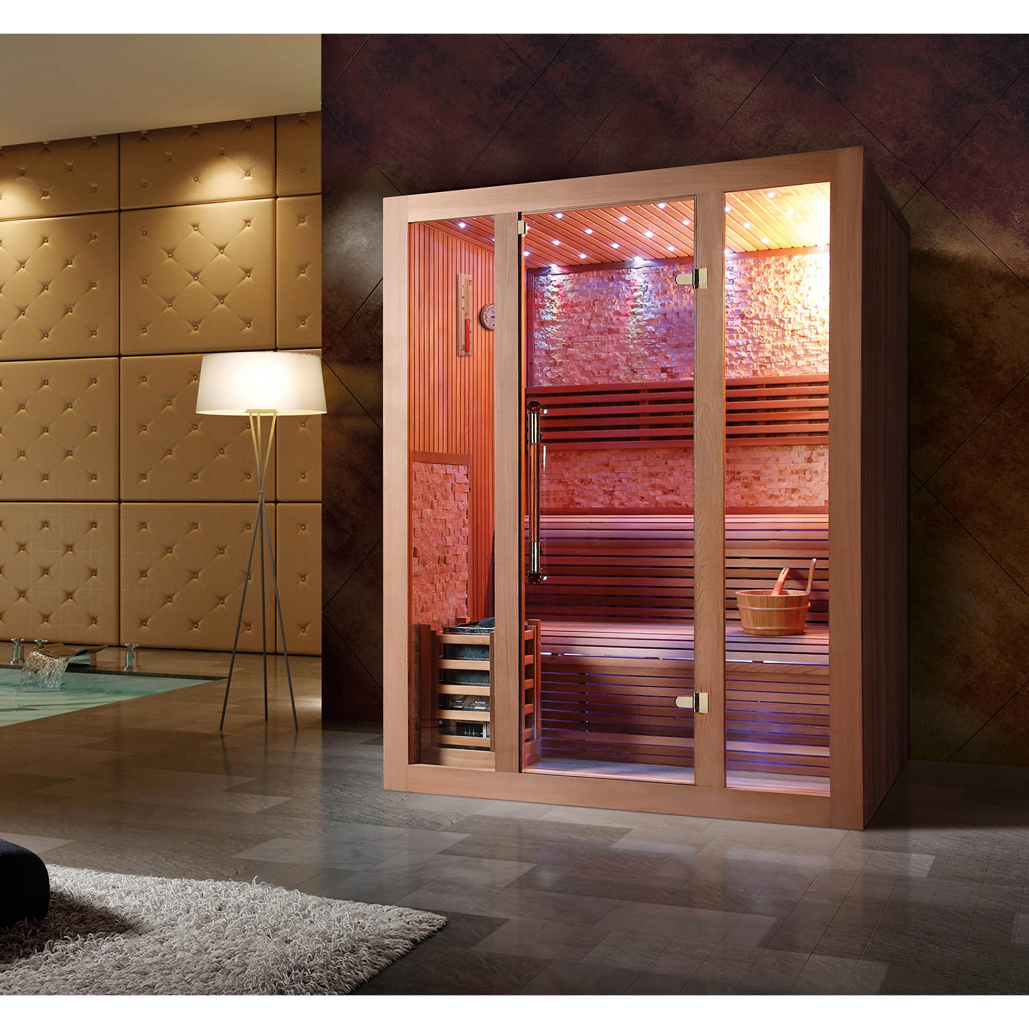 luxury wooden sauna room in home WS-1235