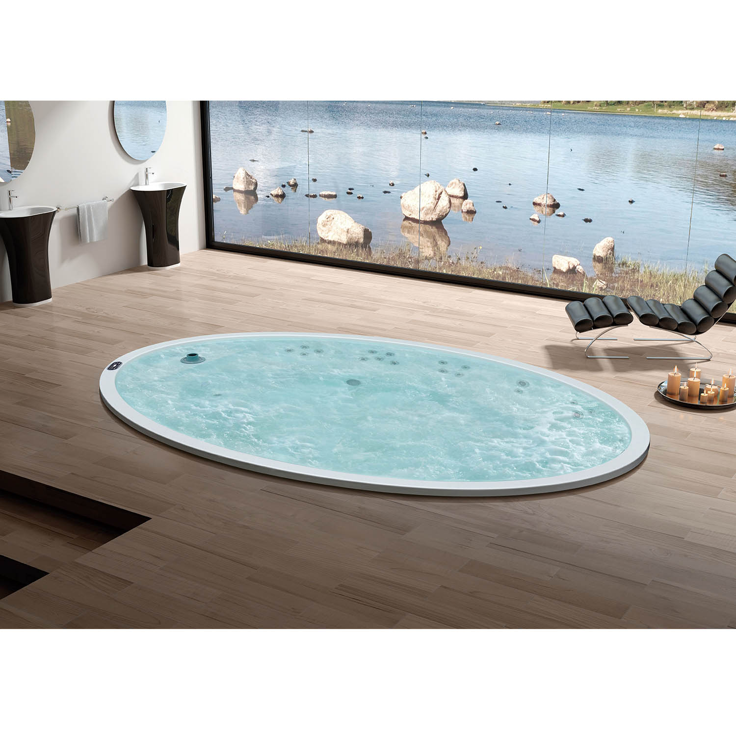 oval hydro swim spa pool inground pool spa combo WS-PC04CH