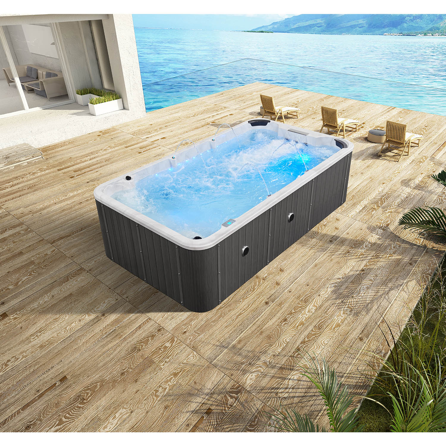 outdoor swim spa hot tub combo 4m swimming pools WS-S04