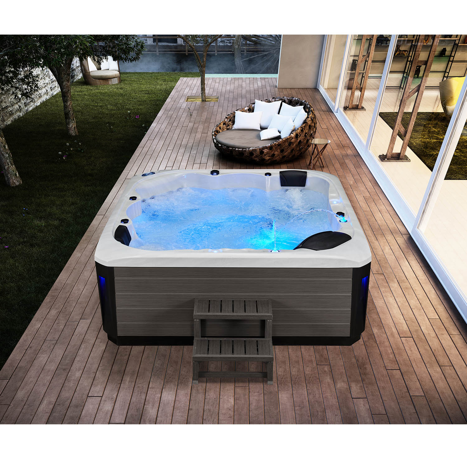 5 person luxury spa colorful light hottub spa WS-691