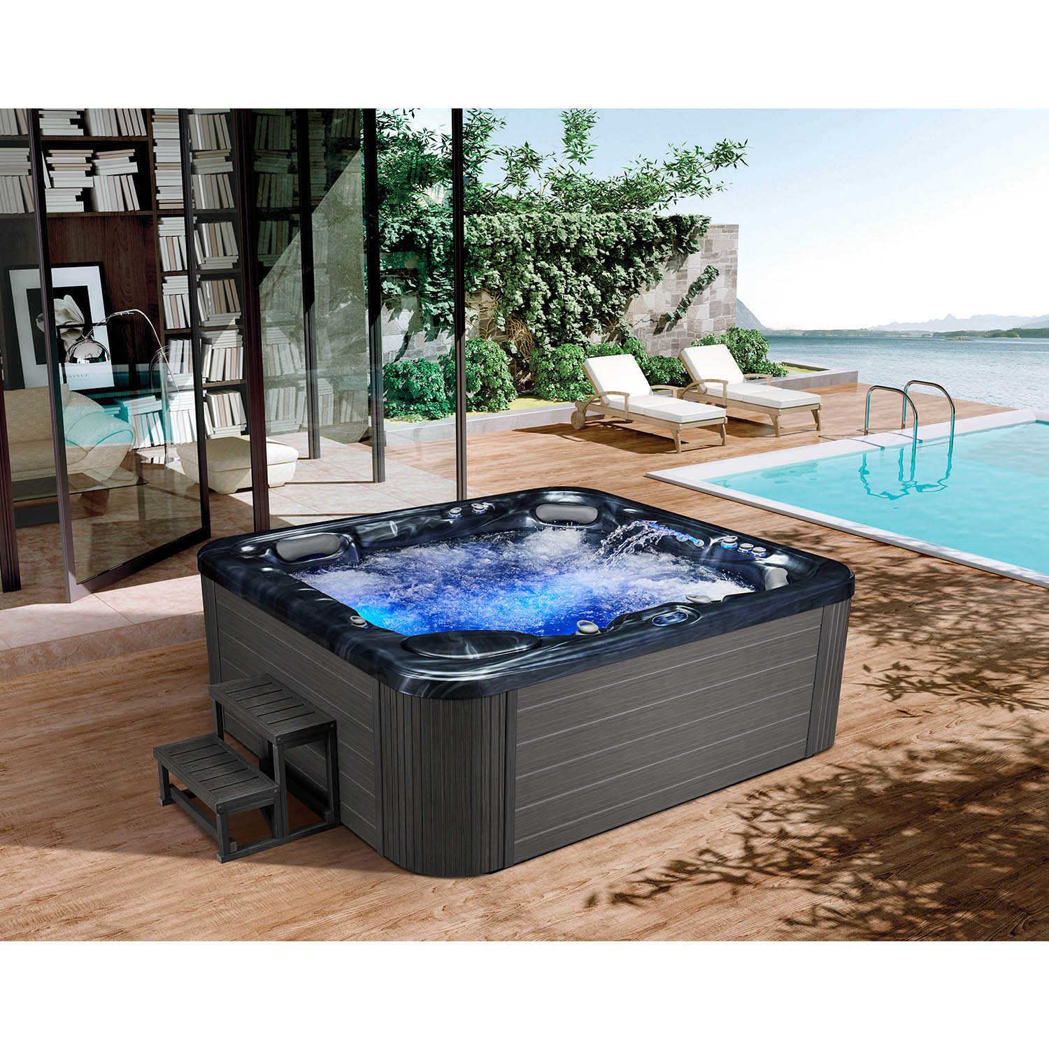 5 person luxury health massage colorful light hottub spa WS-592