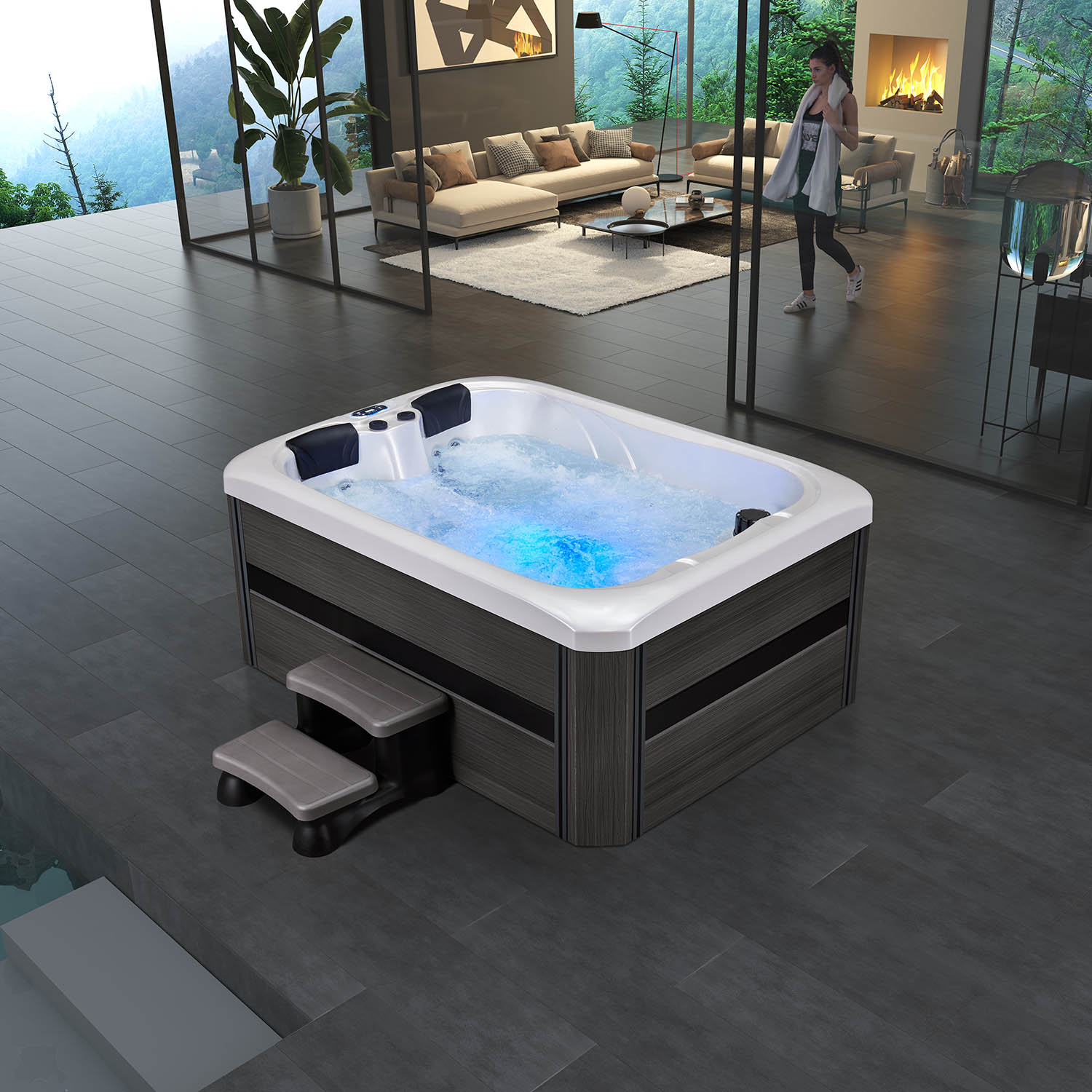3 person colorful light hottub spa outdoor spa WS-696H