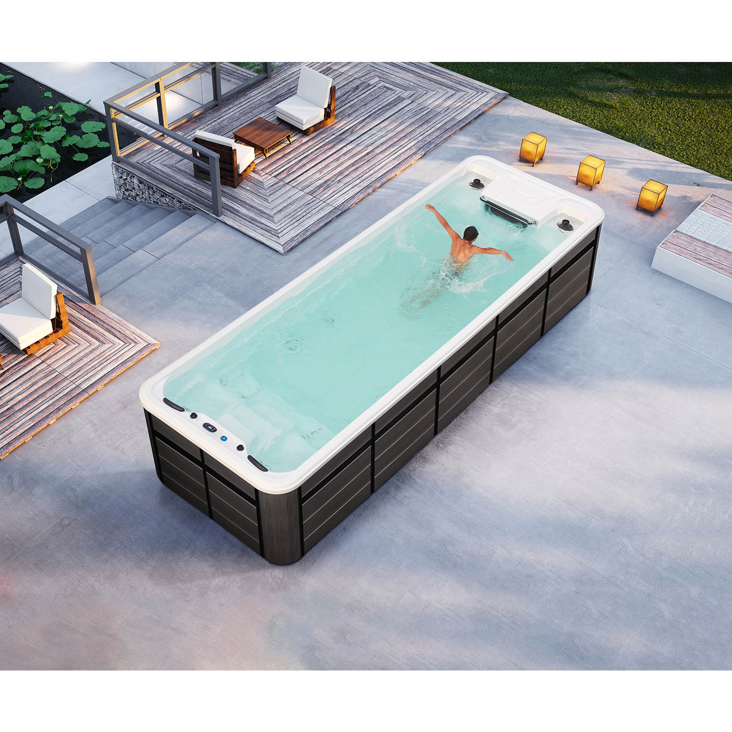 plunge pool swim spa 7m endless swimming pool hot tub WS-S07B-T