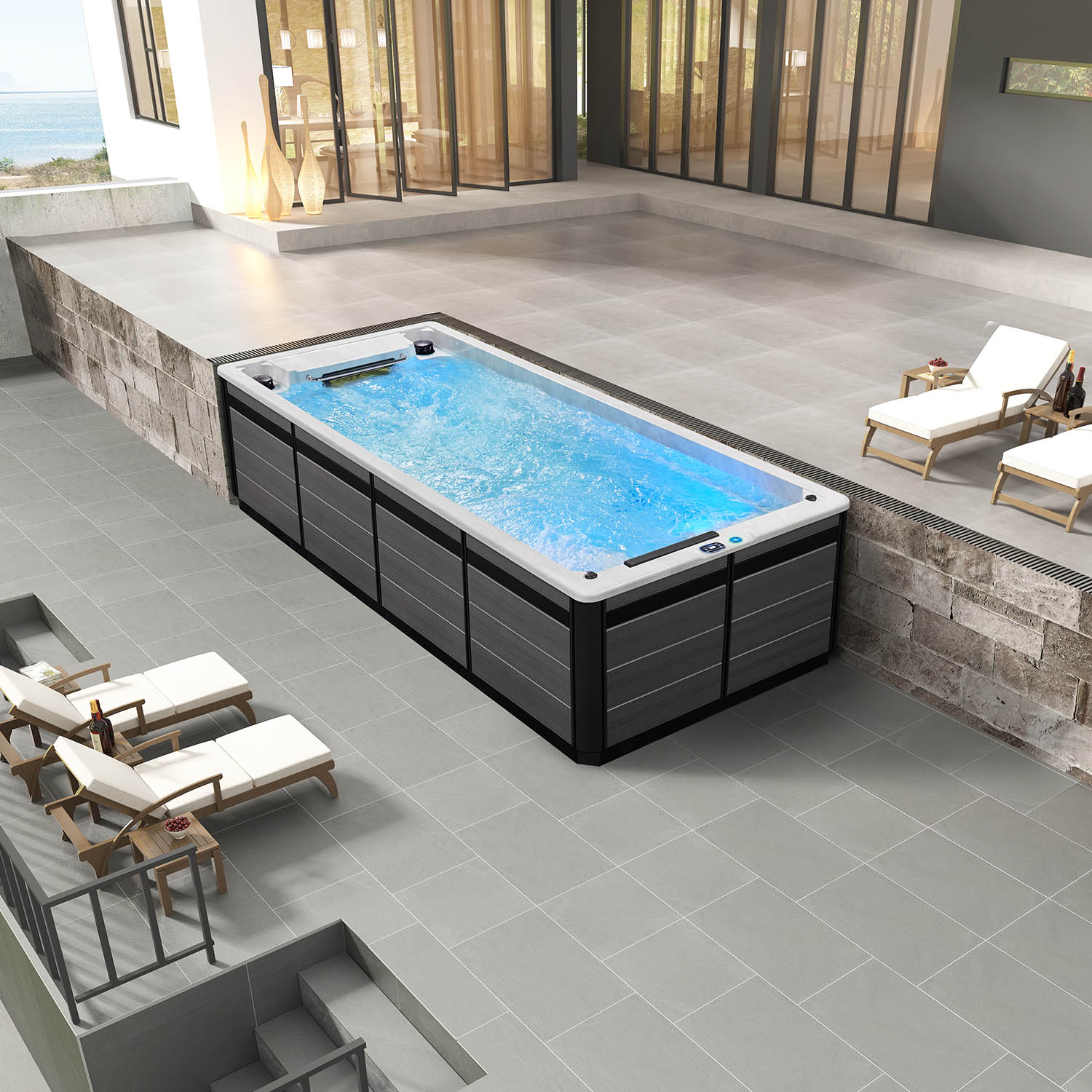 endless pool swim spa small inground spa WS-115FIII