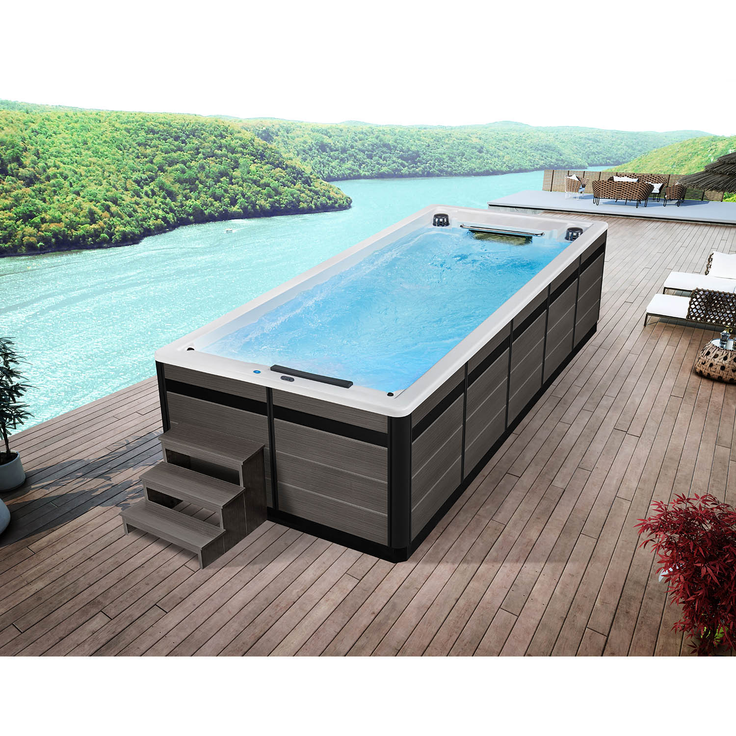 family swim spa endless swimming pool hot tub WS-125AIII
