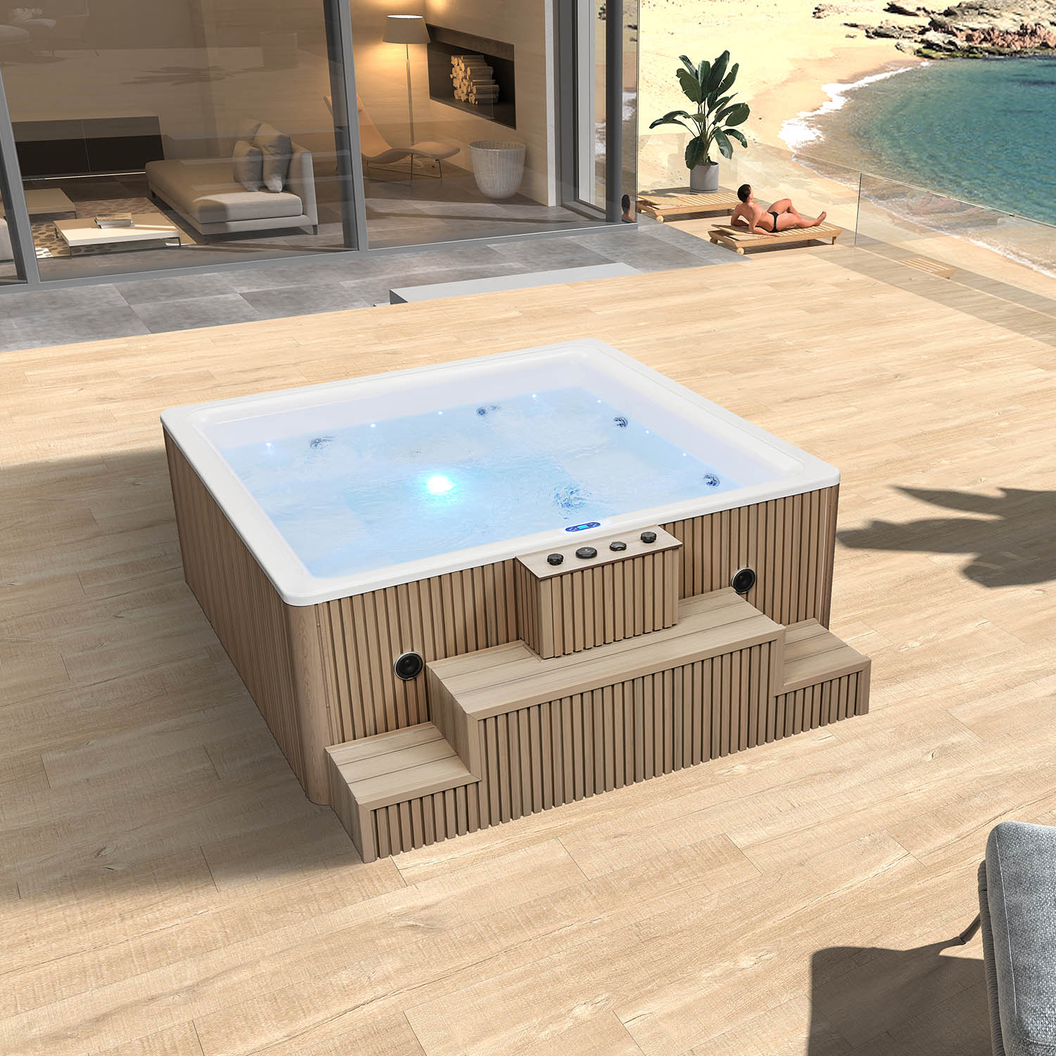 8 person high end massage and spa colorful light hottub spa WS-SP2800