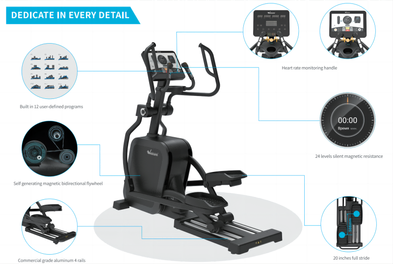 durable self powered commercial elliptical