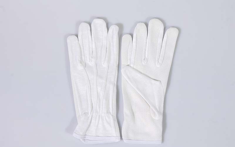 Polyester Gloves PVC DOT Palm, Elastic Wrist And Three Strip For Working