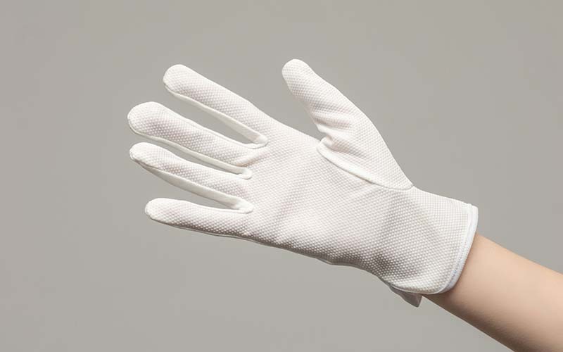 Polyester Gloves PVC DOT Palm, Elastic Wrist And Three Strip For Working