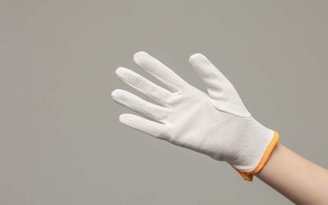 ポリエステル/綿手袋 PVC ドット パーム、作業用伸縮性手首