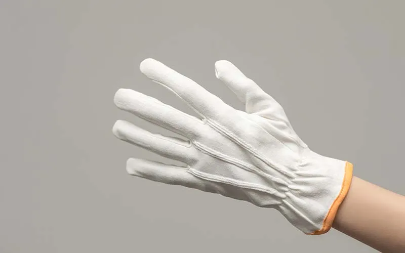 Handschuhe aus Polyester/Baumwolle, elastisches Handgelenk und drei Streifen zum Arbeiten