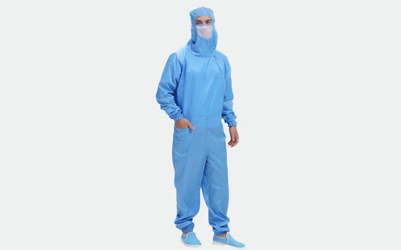 Salopette antistatique sans poussière à ouverture latérale avec couvercle à tirage latéral
