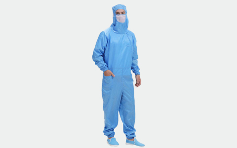 Antistatischer, staubfreier Overall mit schräger Öffnung und seitlicher Zugabdeckung