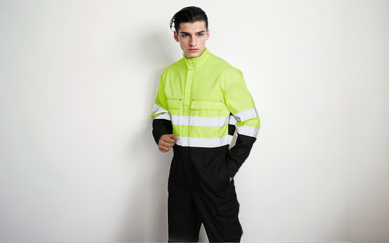 Flame retardant contrast color work clothes