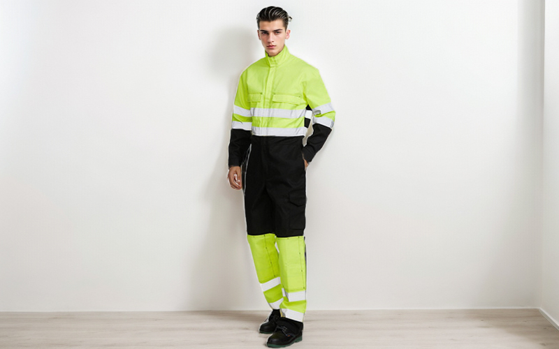 Flame retardant contrast color work clothes