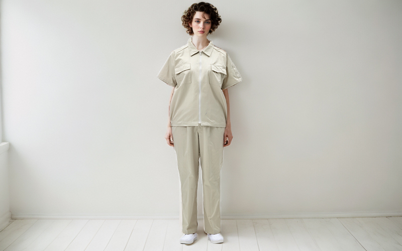 Thickened anti-static short-sleeved work clothes with collar