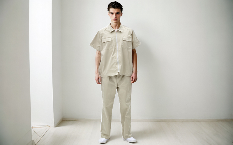 Thickened anti-static short-sleeved work clothes with collar