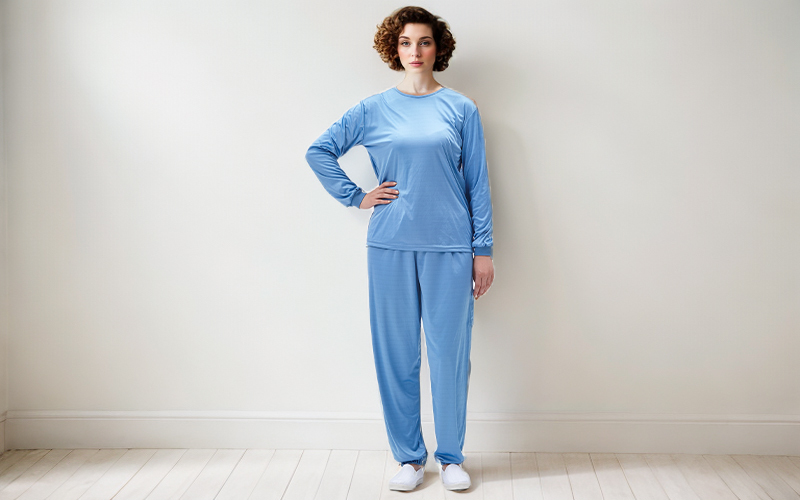 Anti-static crew-neck long-sleeved knitted underwear