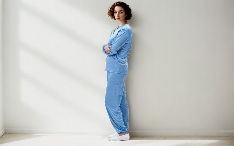 Anti-static crew-neck long-sleeved knitted underwear