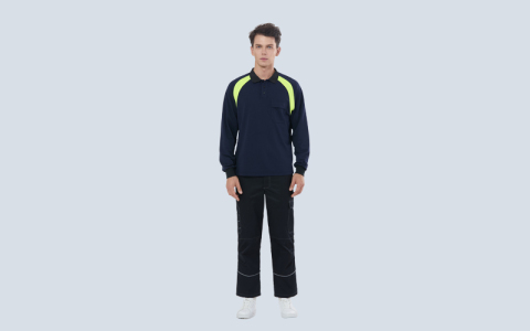 Long-sleeved Anti-static ESD lapel POLO shirt