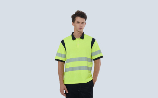 Flame-retardant anti-static high-visibility short-sleeved POLO shirt