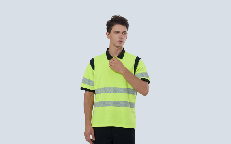 Flame-retardant anti-static high-visibility short-sleeved POLO shirt