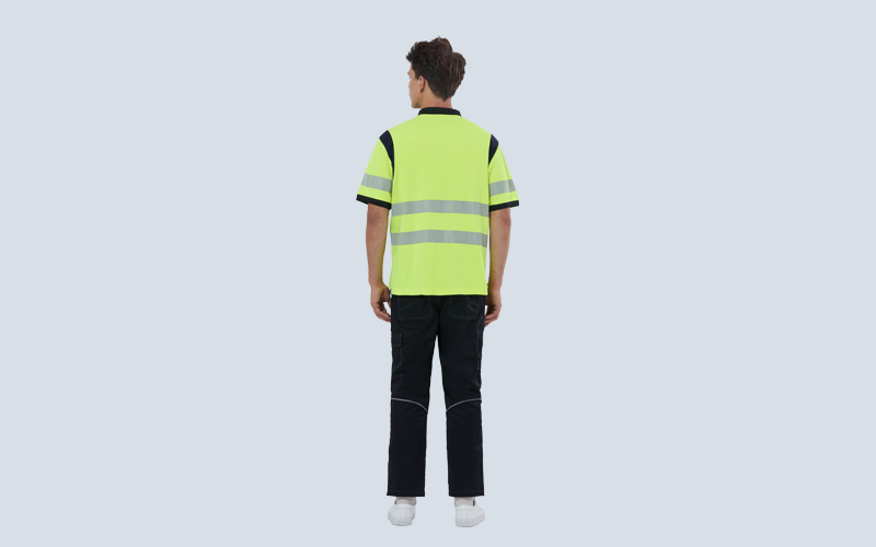 Flame-retardant anti-static high-visibility short-sleeved POLO shirt