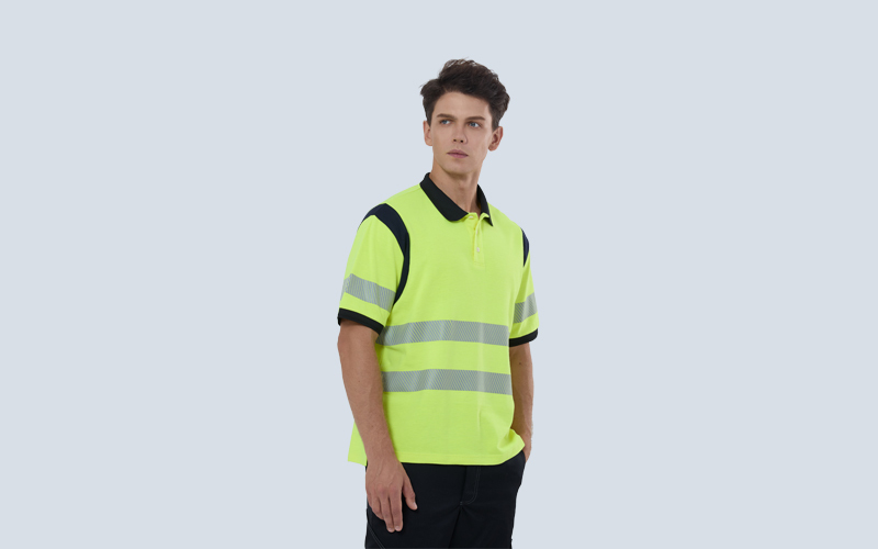 Flame-retardant anti-static high-visibility short-sleeved POLO shirt