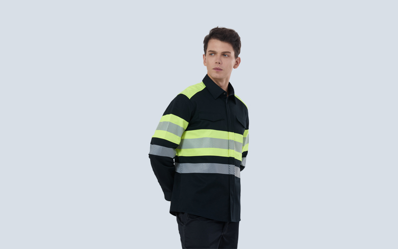 Flame-retardant color contrasting reflective shirt