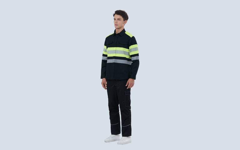 Flame-retardant color contrasting reflective shirt