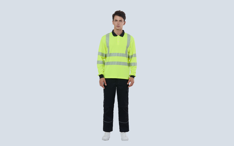 Flame Retardant And Antistatic High-visibility Long-sleeved Polo Shirt