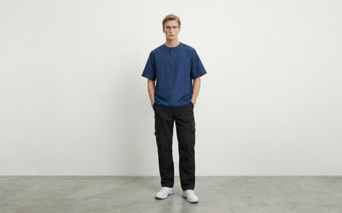 Static-Resistant Polyester Pongee Henley T-Shirt