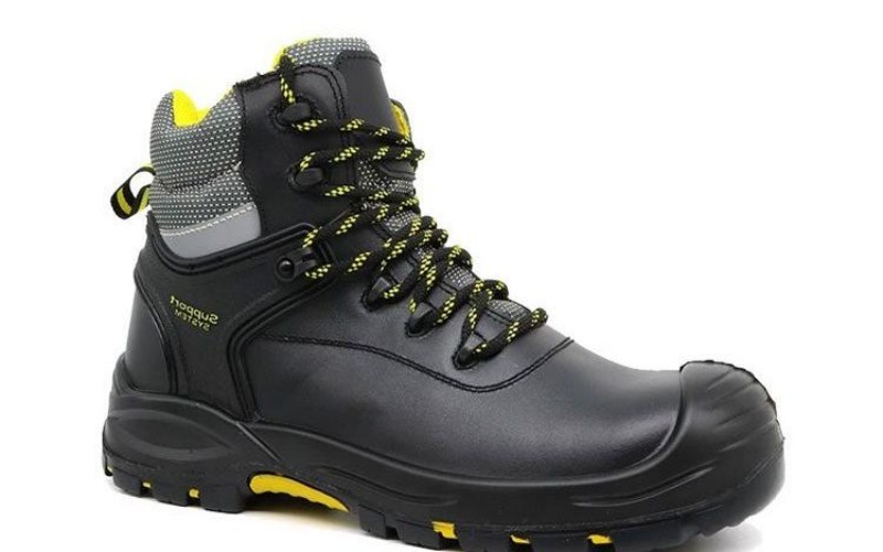 Bottes de travail en cuir noir pour hommes