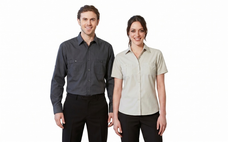 Breathable Polyester Fiber Casual Work Shirts for Men Women Spring Autumn