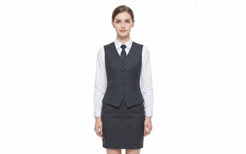 Wrinkle-Free Striped Office Vest Pants Suit for Women OEM Service