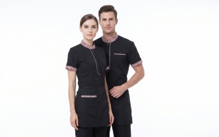 Unisex Polyester Hospitality Uniforms with Striped Trim