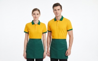 Comfortable Catering Work Uniform Polo Shirts with Contrast Collar