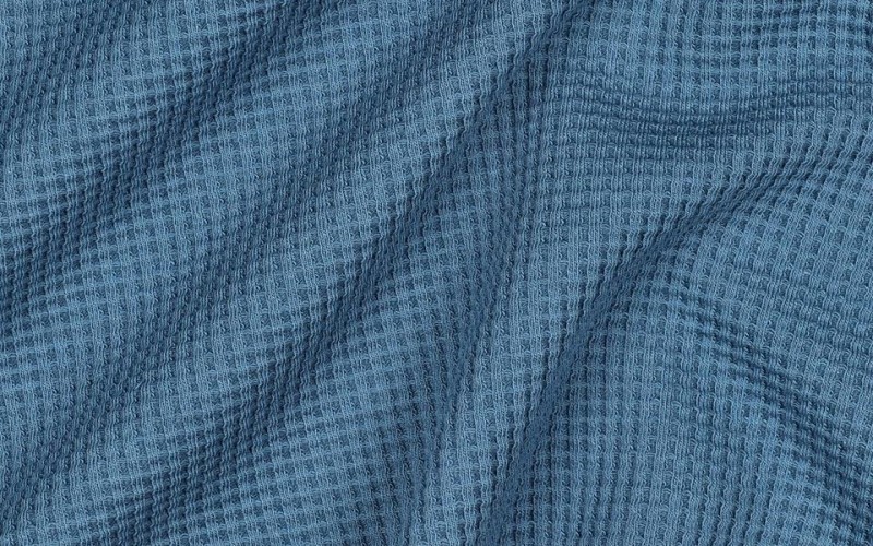 Denim Blue Organic Waffle Jersey Fabric