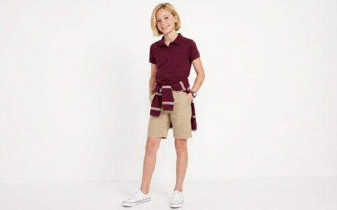 Poloshirt für Jungen aus Baumwollmischgewebe mit kurzen Ärmeln, Schuluniform-Shirt