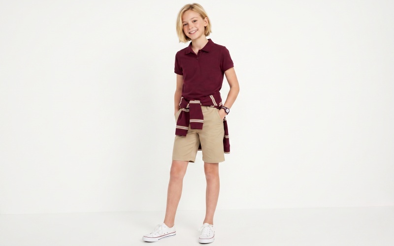 Polo à manches courtes en mélange de coton pour garçon, uniforme scolaire