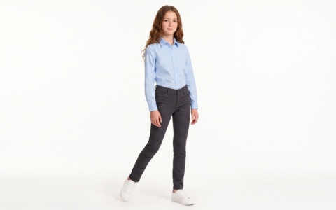 Mädchen Stretch Skinny Khaki Schuluniformhose