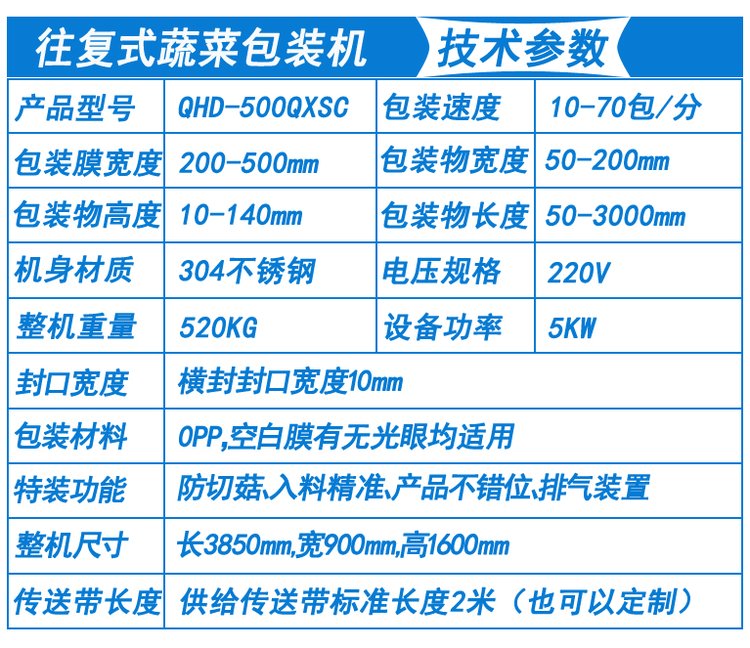 蔬菜包裝機技術參數