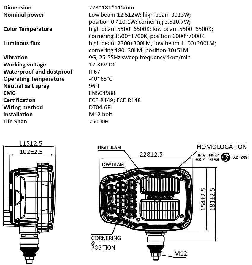 E-MARK ECE HEADLIGHT