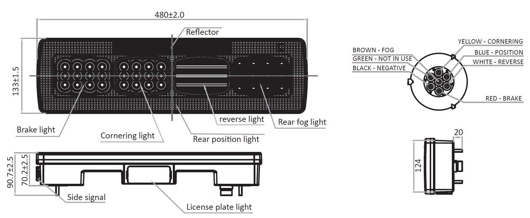 LED Rear lamp for trailer semi-trailer