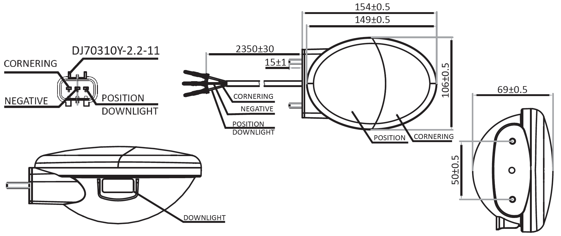 LED color indicator position lamp