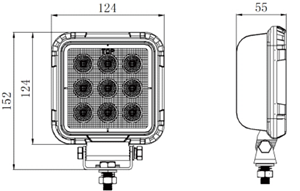 Square LED Work Light (Flush mount connector)