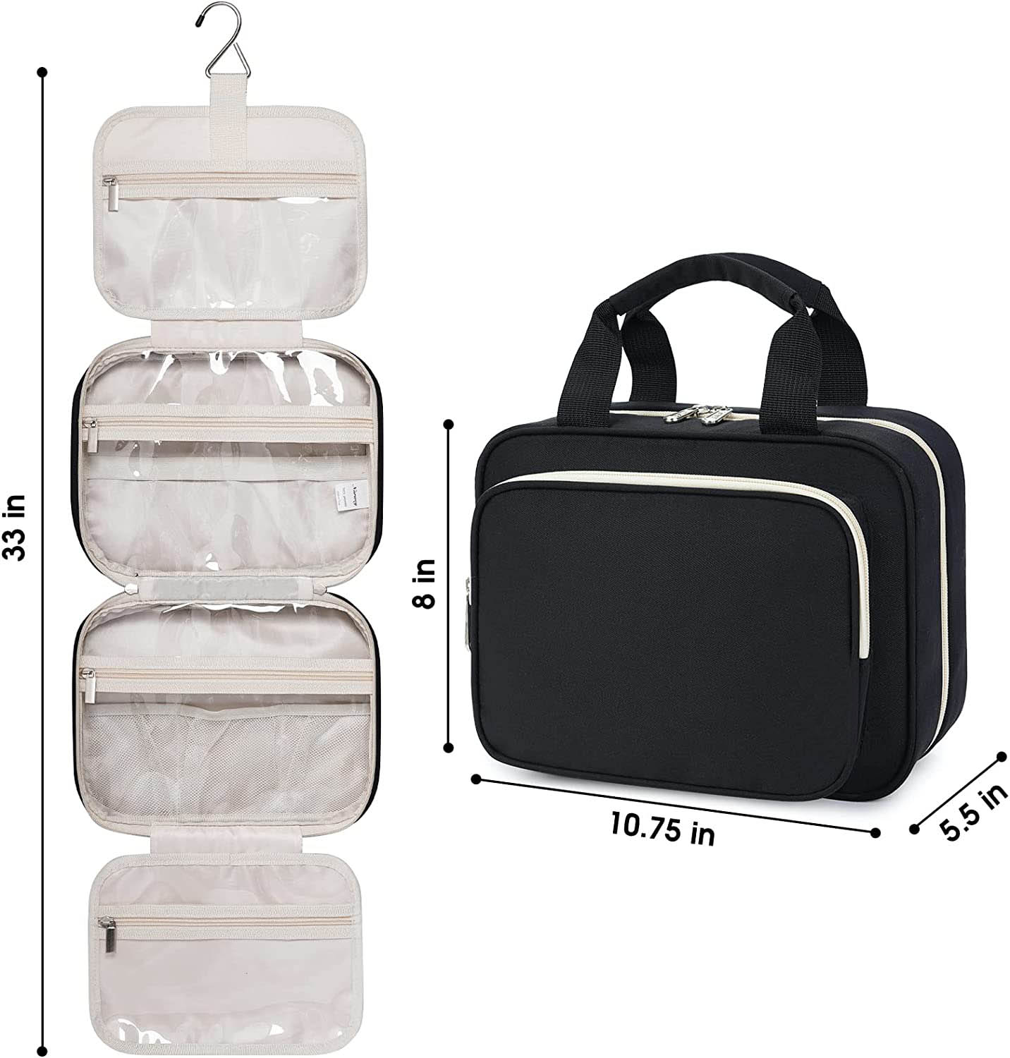 Travel Foldable Makeup Organiser Bag With Brush Holder