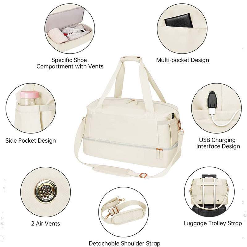 Ladies Travel Weekend Overnight Bag With Compartments