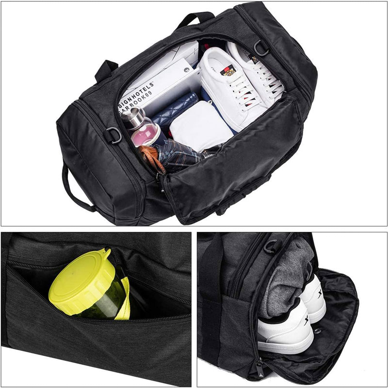 Men Waterproof Sports Tote Bag Large Black Gym Sack